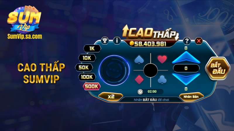 Cao thấp Sumvip: Minigame giải trí nhanh, rinh quà cực dễ 1 cao thấp